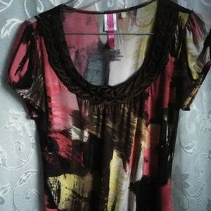 Big Strike medium brown orange short sleeves top